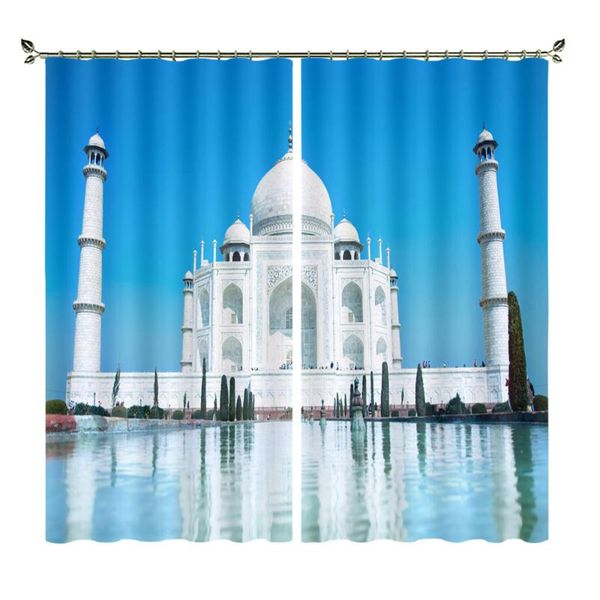 Cortina Drape Shimizu Taj Mahal Foto de Isolamento Térmico Material de sombreamento de comércio exterior Adequado para o cenário da sala de estar