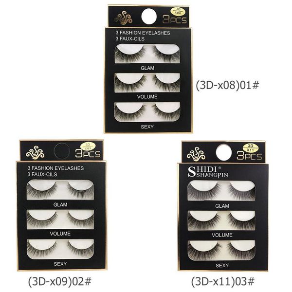 

false eyelashes 3 pairs/box faux 3d mink hair eyelash extensions 10-12mm natural thick long lashes professional eye makeup tools