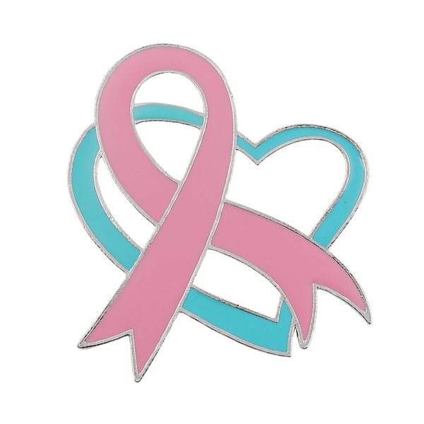 

heart trendy brooches fashion oil painting breast cancer awareness pink ribbon brooch, Gray