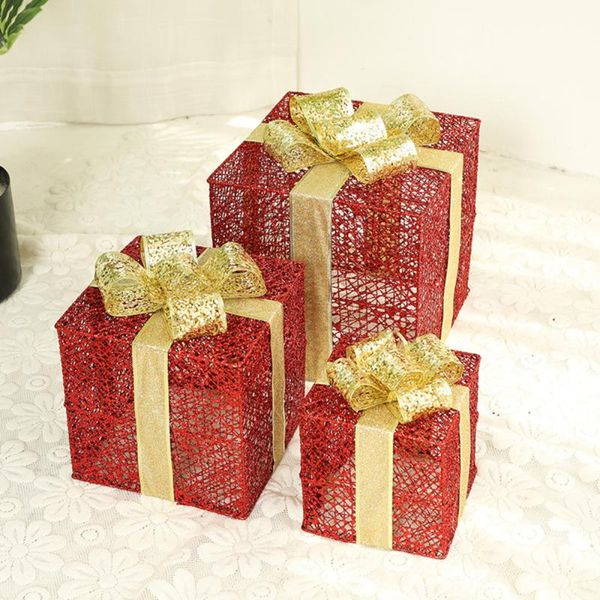 

gift wrap christmas box 3pcs for kids friends shining design wrought iron multifunction home craft gold hollow boxes
