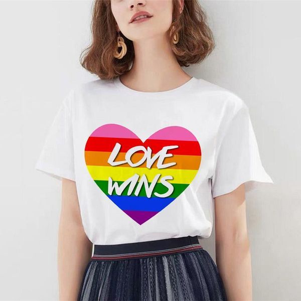

lgbt t shirt women love wins print white t-shirt harajuku rainbow casual white short sleeve women t shirt female tee