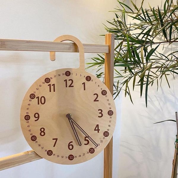 

kids room wood round wall hanging clock nordic hook for baby home decor