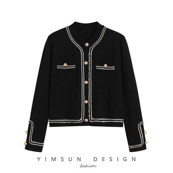 

women's sweaters fashion xiaoxiang cardigan mesh with thin around the neck and long sleeve short jacket zz0a, White;black