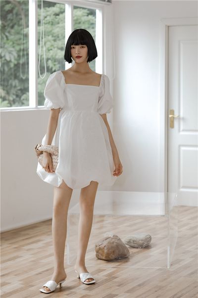 

2021 new white summer ffy short sleeve square neck bandage backless mini casual designer fashion 9dc6, Black;gray