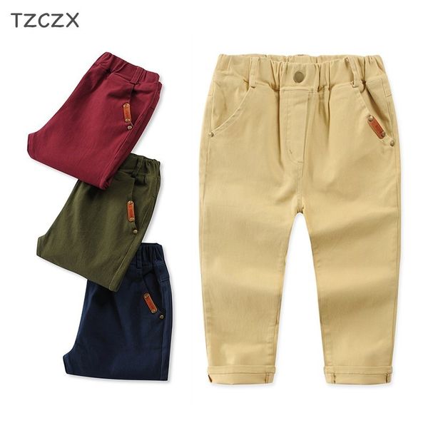 

new children pants classic casual cotton solid color children's trousers elasticity cotton boy's pants clothing 210308, Blue