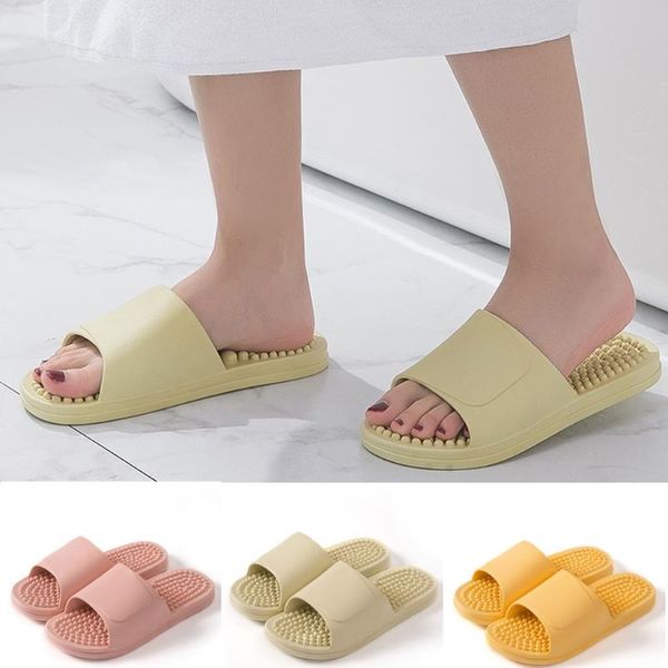 

summer indoor outdoor casual slippers non-slip couple massage bathroom slippers bathroom footwear summer beachwear, Black