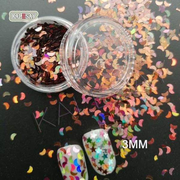 

nail art decorations 3d sequins moon 3mm sequin paillettes sewing craft diy laser stars supplies for nails, Silver;gold