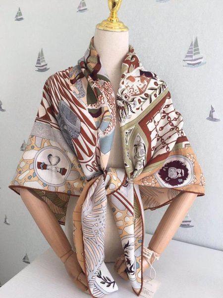 

scarves 2021 arrival autumn winter classic design 140*140 cm animal scarf 65% cashmere 35% silk wrap for women lady girl, Blue;gray