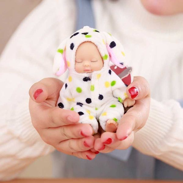 

newborn sleeping silicone doll transform cartoon plush animals keychain pendant giraffe bear dog bag backpack mini