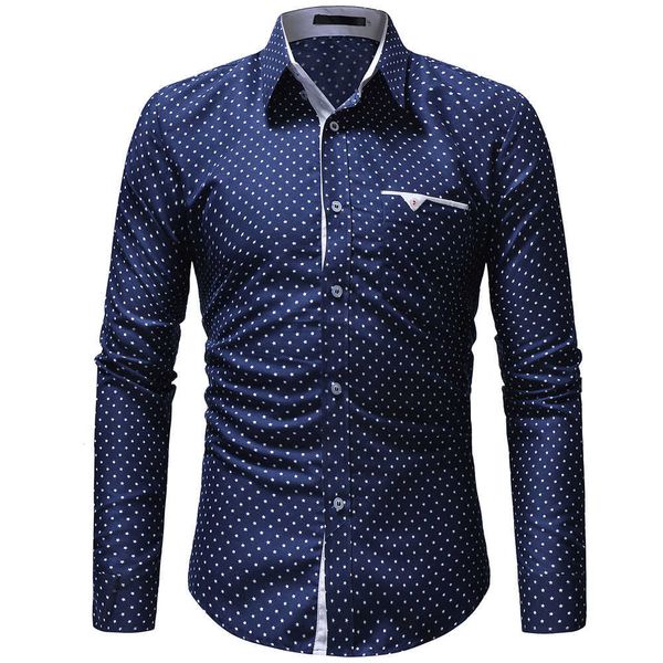 

shirt blouse polka dot long mouw herfst casual formulas slim fit jurk men's shirts, White;black