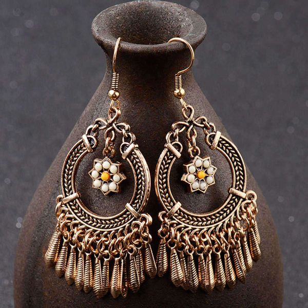 

ethnic vintage blotting dangle earrings for women anniversary party bruiloft jewelry ornaments accessories, Golden