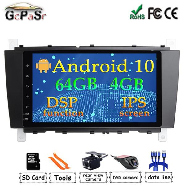 

car video dsp ips android 10 stereo radio for / w203 w209 c180 c200 c220 c230 c240 c250,8'' gps head unit player