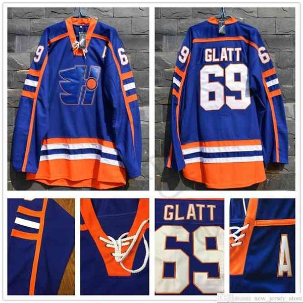 

96 Doug The Thug #96 Glatt Goon Halifax Highlanders Hockey Jersey New Stitched Sewn Blue Color Jerseys Free Fast Shipping