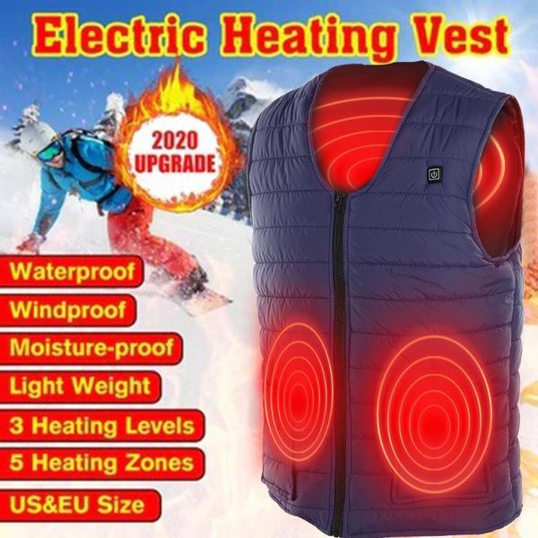 

outdoor t-shirts 2021 heating v-neck vest usb infrared rechargeable adjustable electric thermal warm clothing waistcoat jackets winter, Gray;blue