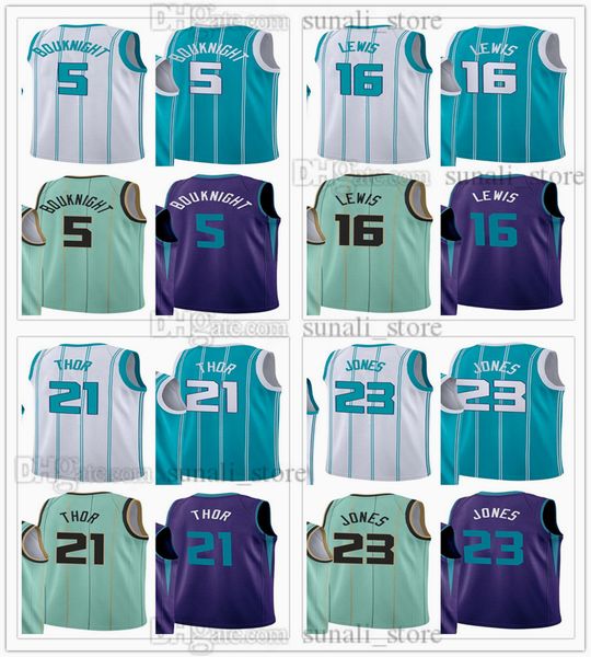 

2021 trade basketball jerseys 5 james bouknight 23 kai jones 16 scottie lewis city green purple white breathable shirts, Black;red