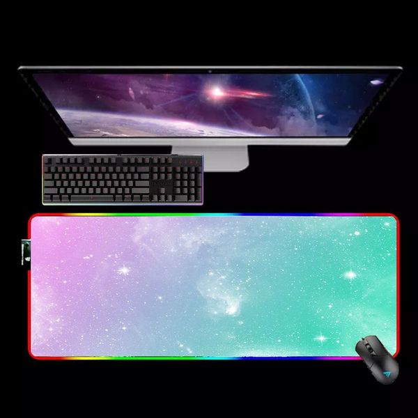 

mouse pads & wrist rests starry sky rgb mousepad gaming rubber mat pad gamer mats xxl mause anime computer desk diy mice keyboards