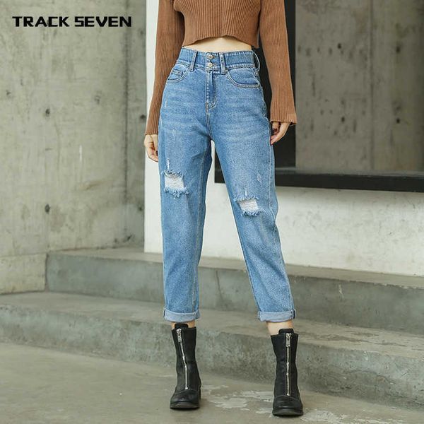 

fashion jeans quality denim spring high waist elastic hole slim flanging leg, Blue