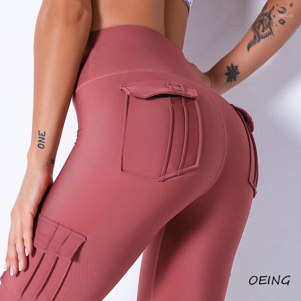 

yoga outfit entgoing pants leggings gym clothes pocket sport women