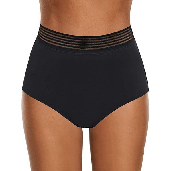 

women vintage bikini panties high waist swimwear bottom solid color female v cheeky swimsuit briefs beachwear bathing suits