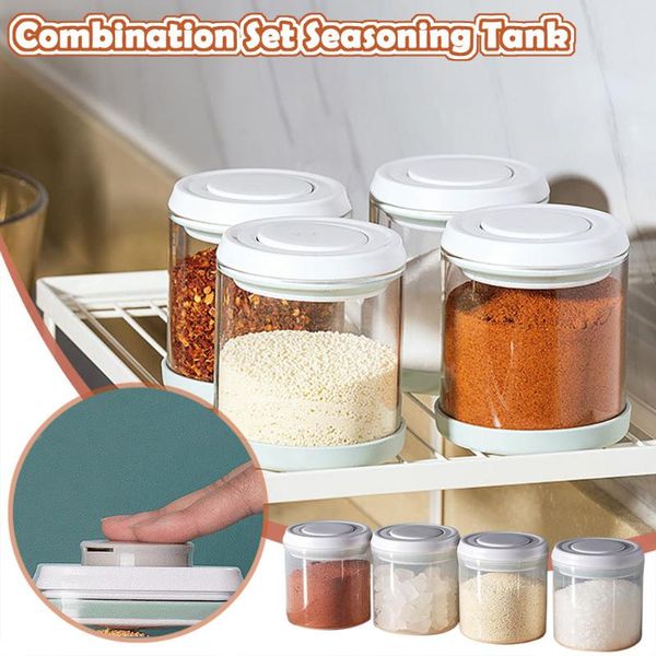 

storage bottles & jars creative kitchen spice pot pepper box sealed jar combination set moisture tank household