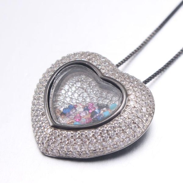

pendant necklaces luxury women heart necklace cubic zircon jewelry fashion cz chain for christmas gift 1pc high quality, Silver