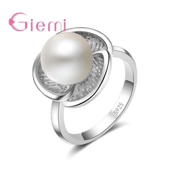

wedding rings classical 2 colors pearl finger for women girlfriend good selling 925 sterling silver crystal jewelry accessories, Slivery;golden