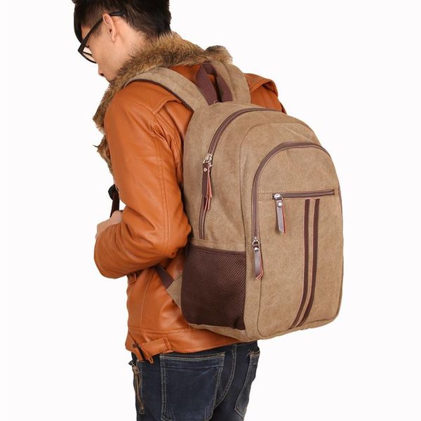 

backpack men canvas travel bags large-capacity high-backpack bag schoolbag