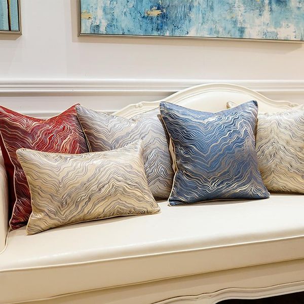 

cushion/decorative pillow luxury delicate wavy embroidery decorative cushion cover red blue modern sofa chair bed pillowcase