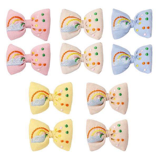 

girls hair accessories hairclips bb clip barrettes clips headbands for children kids children's rainbow decorated cotton hemp bow bao p, Slivery;white