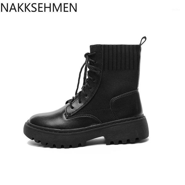 

boots autumn 2021 breathable elastic socks thick bottom size code 424344 motorcycle british style thin1, Black
