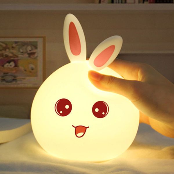 

rabbit led muticolor lovely warm light silica gel baby sleep light bedside night light cute lights girl gifts