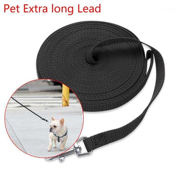 

dog collars & leashes 3colors flexible extra long traction rope training lead strong leash large recall line nylon belt pet walking 10 metre