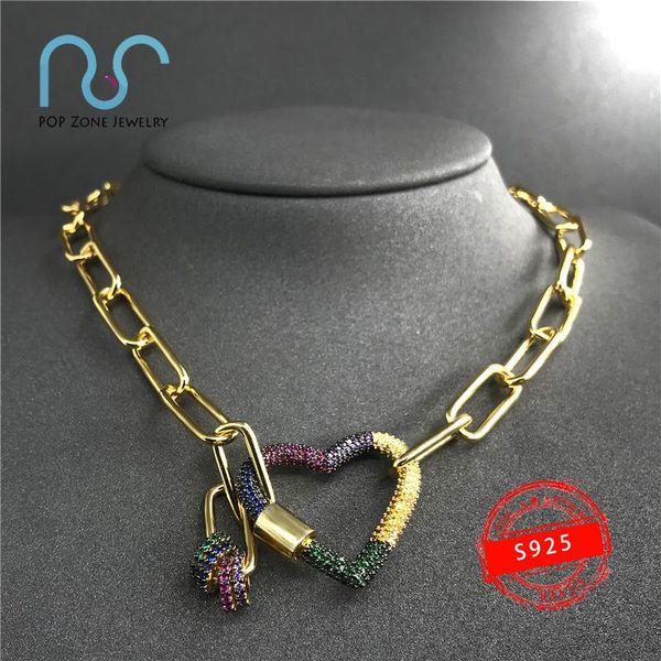 

popzone s925 sterling silver necklace rainbow love necklace interlocking love chain female fashion classic bohemian jewelry gift