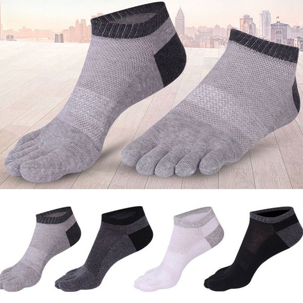 

saleretrieved summer on men five-finger anti-slip invisible cato mesh breathing sports teen funny short socks nosey, Black