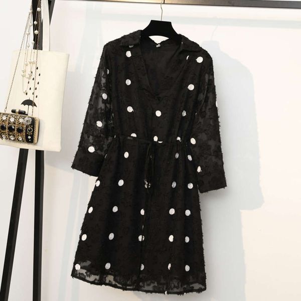 

new product 2021 spring and summer large size women's dress, Black;gray