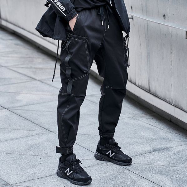 

2021 new nova chegada moda solta cintura elstica bolsos de comprimento total carga macaco inverno tipo popular lazer calas masculinas 7ui9, Black