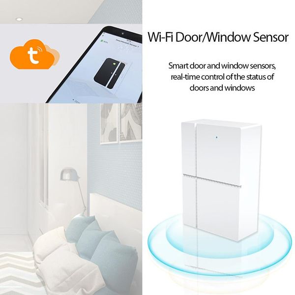 

smart home control tuya wifi door sensor open/closed detectors life app notification alert/sound security alarm with alexa google