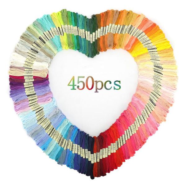 

multicolor embroidery thread cross stitch floss threads cotton sewing skeins skein kit diy sewing tool 50/100/150/200/250/450pcs, Black;white