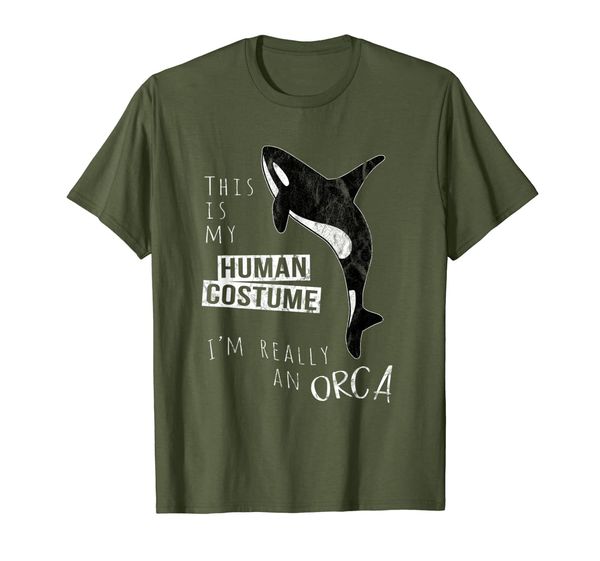

my human costume i'm really an orca whale silhouette t-shirt, White;black