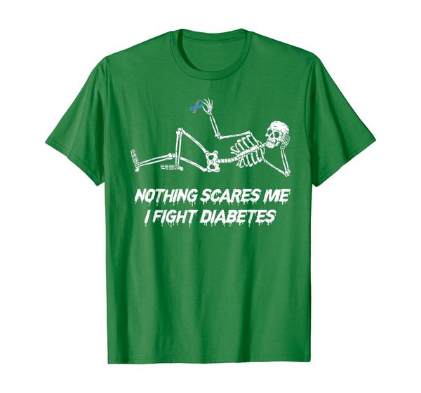 

lying skeleton nothing scares me diabetes awareness t-shirt, White;black