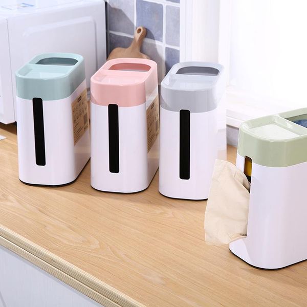 

tissue boxes & napkins 1pcs nordic plain two in one desktrash can box durable abs storage bathroom kitchen tools accessories
