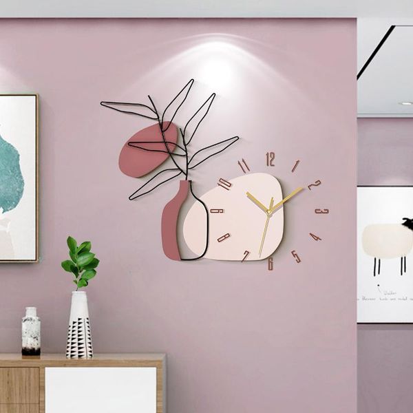 

wall clocks home decor living room quartz silent clock metal nordic light luxury decoration creative art horloge mural saat