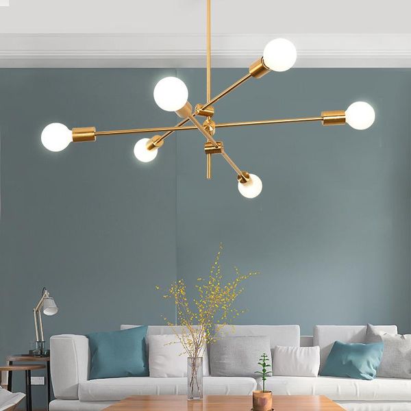 

2021 magic bean molecular chandelier lights rotatable adjustment luxury brass color living dining room bedroom ins wind lamps