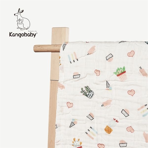 

kangbaby 1pcs 100% cotton 6 layers super soft tulle swaddle stroller baby bath towel hugging blanket 210309