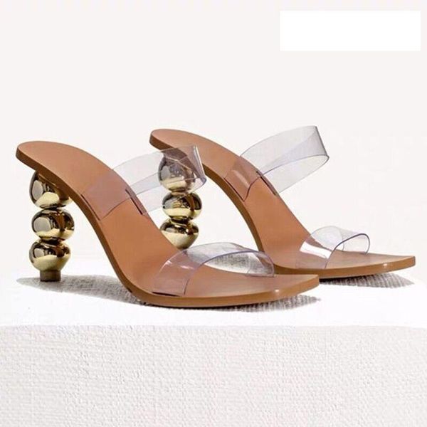 

2021 strange heel women sandals square toe transparency pvc sandals ladies mules summer gladiator sandal feminina casual slides, Black