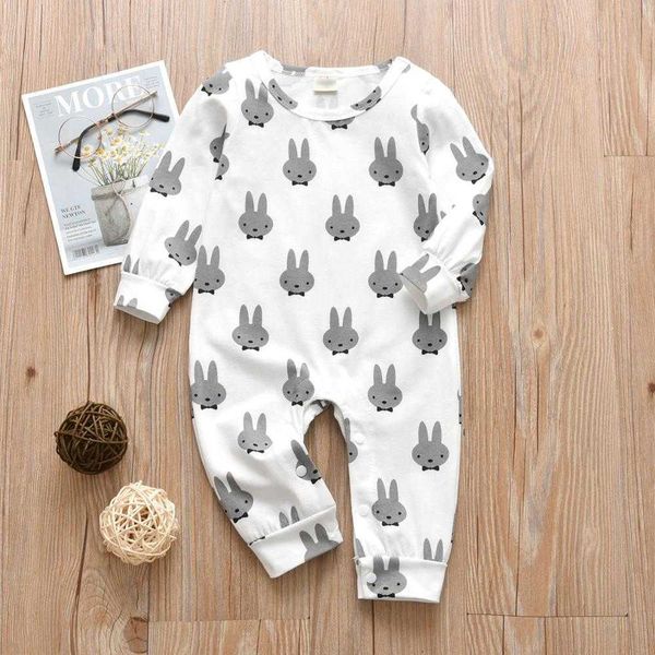 

born baby boys girls romper cotton long sleeve rabbit head print jumpsuit pajamas infant toddler clothes autumn outfits 210722, Blue