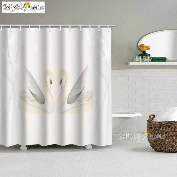 

shower curtains curtain with hooks bathroom waterproof comfortable elegant couple swan staring 3d print animal for