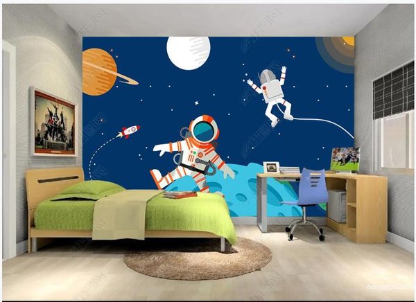

wallpapers 3d wallpaper for walls in rolls home decor cartoon astronaut planet universe children's room po on the wall