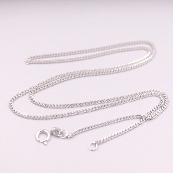 

chains au750 real 18k white gold chain neckalce for women female 1.8mm thin curb choker necklace 20''l gift, Silver
