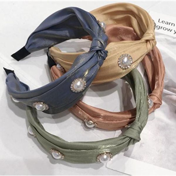 

hair accessories women vintage crystals pearls headband wide hairband knot solid adults headpiece headwear